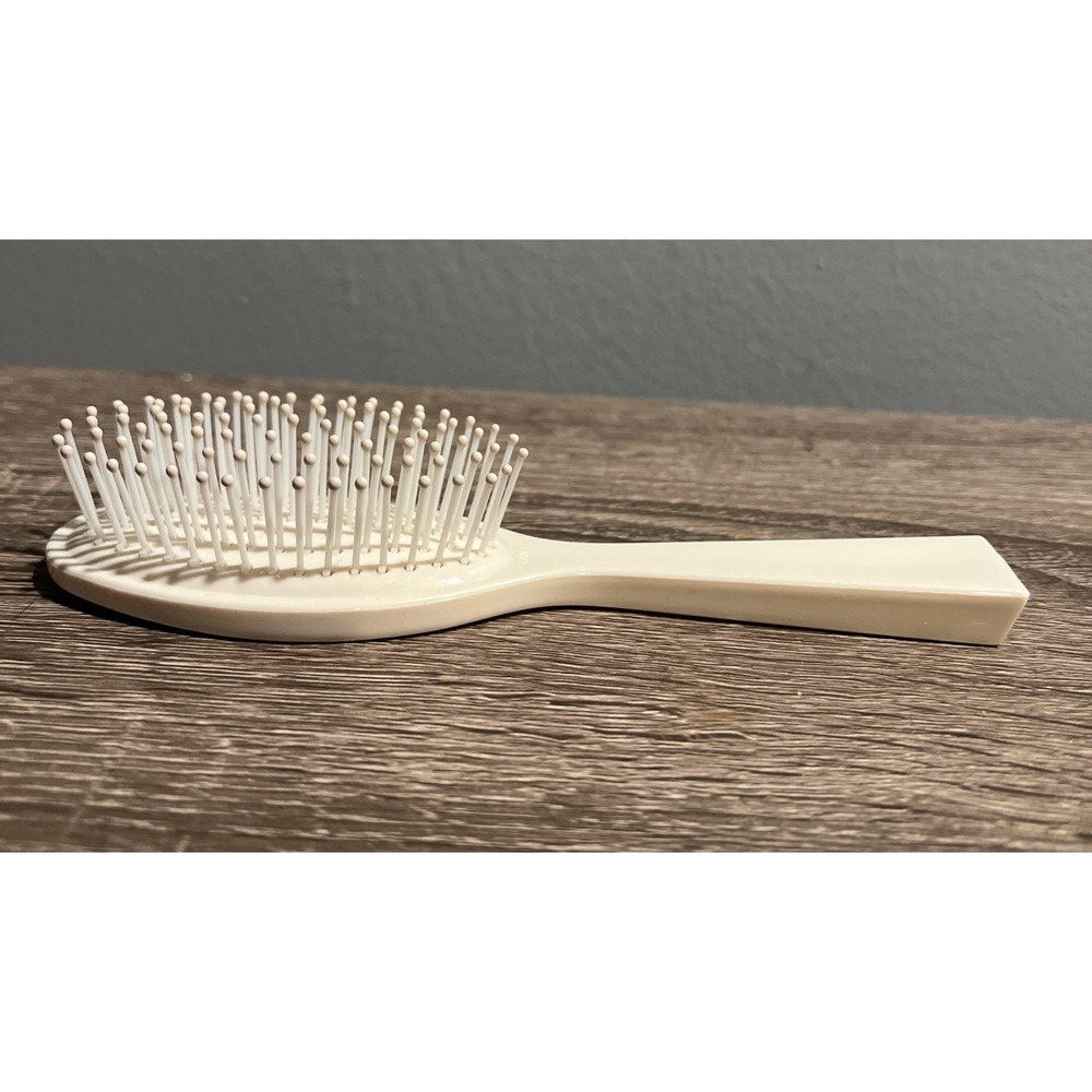 Estee Lauder White Hair Brush Ball Tip Purse Travel Size Oval Vintage